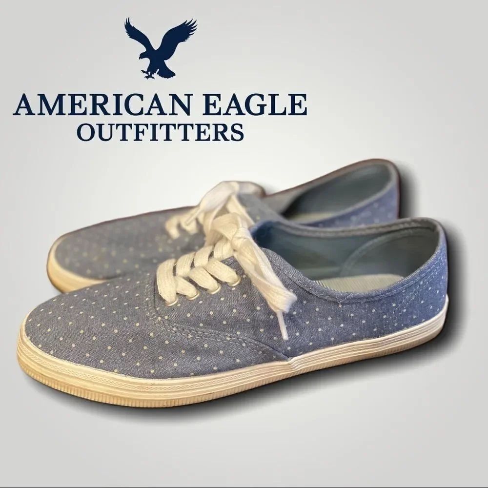 AE American Eagle Blue White Polka Dot Sneakers 9